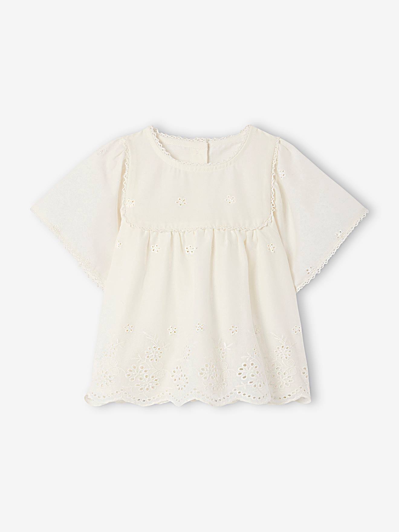 Blouse en broderie anglaise bébé écru