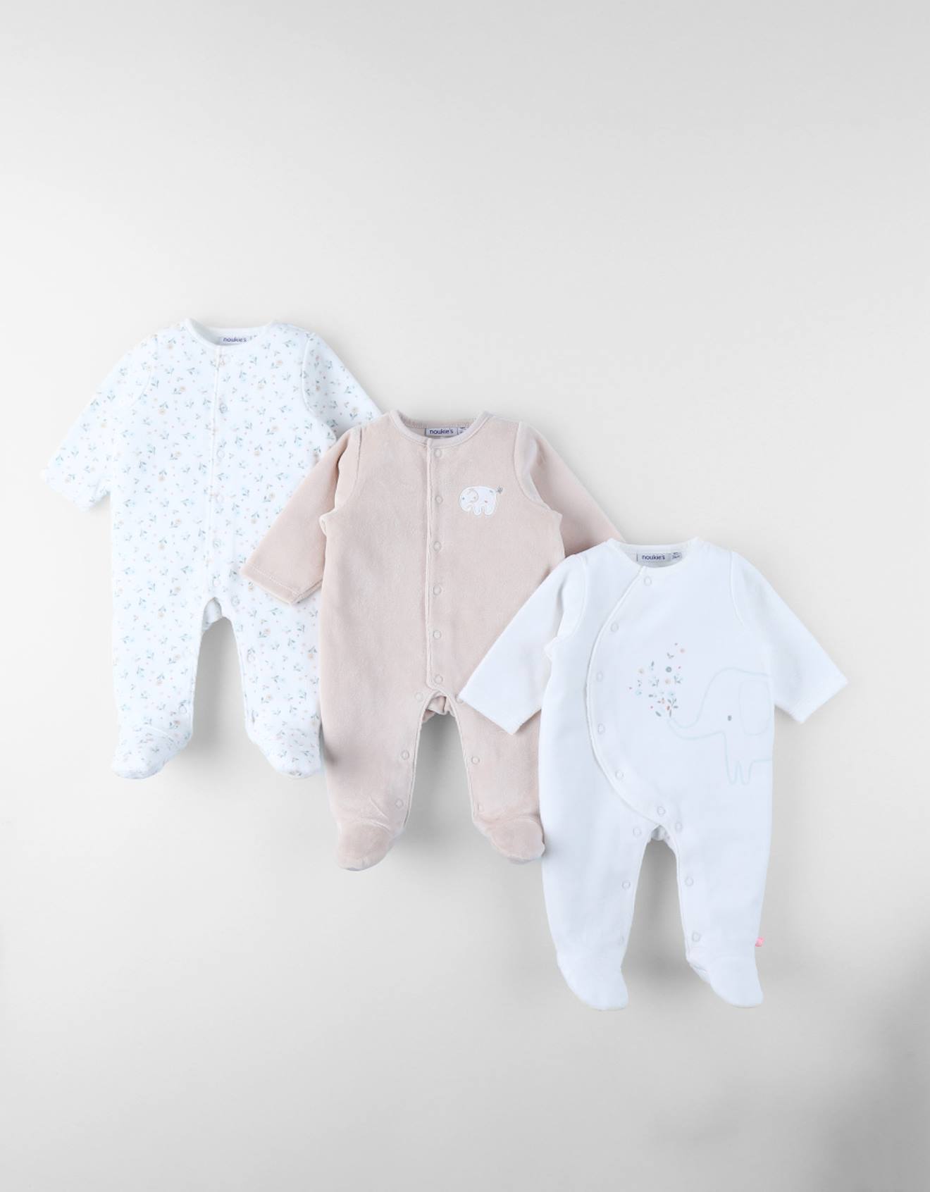 Lot De 3 Dors-bien En Velours Ecru