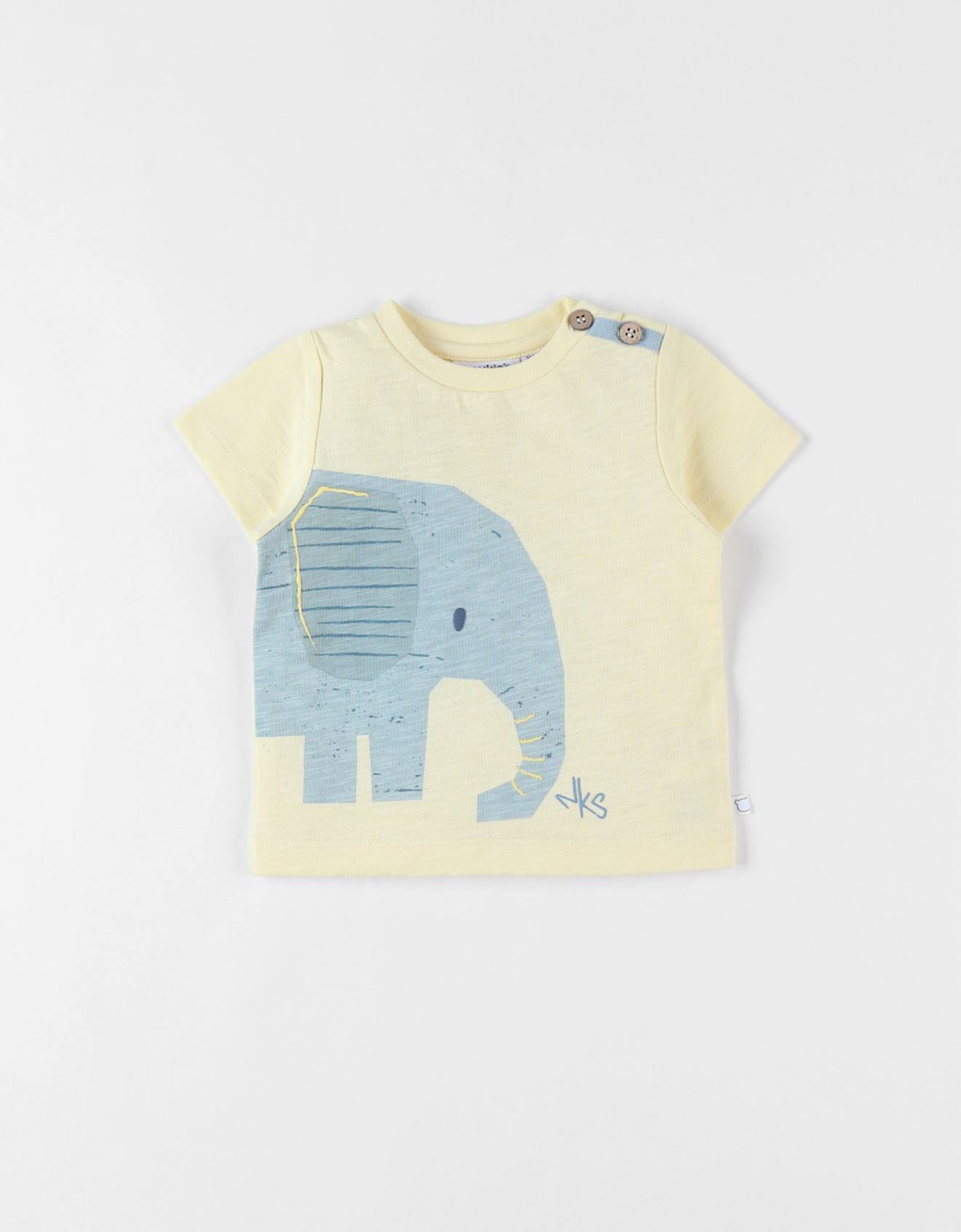 T-shirt Éléphant À Courtes Manches Jaune