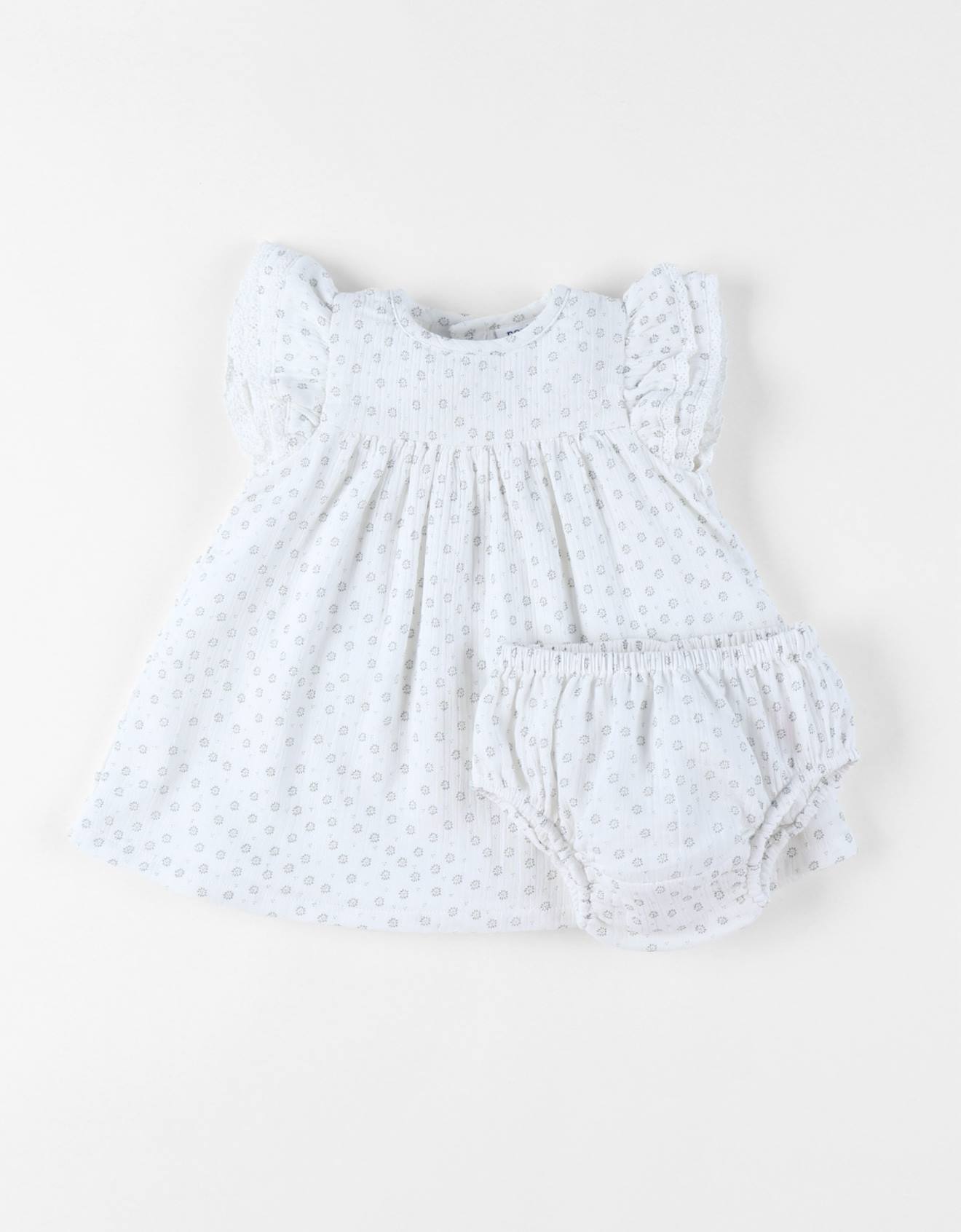 Robe Avec Bloomer Mousseline De Coton Blanc
