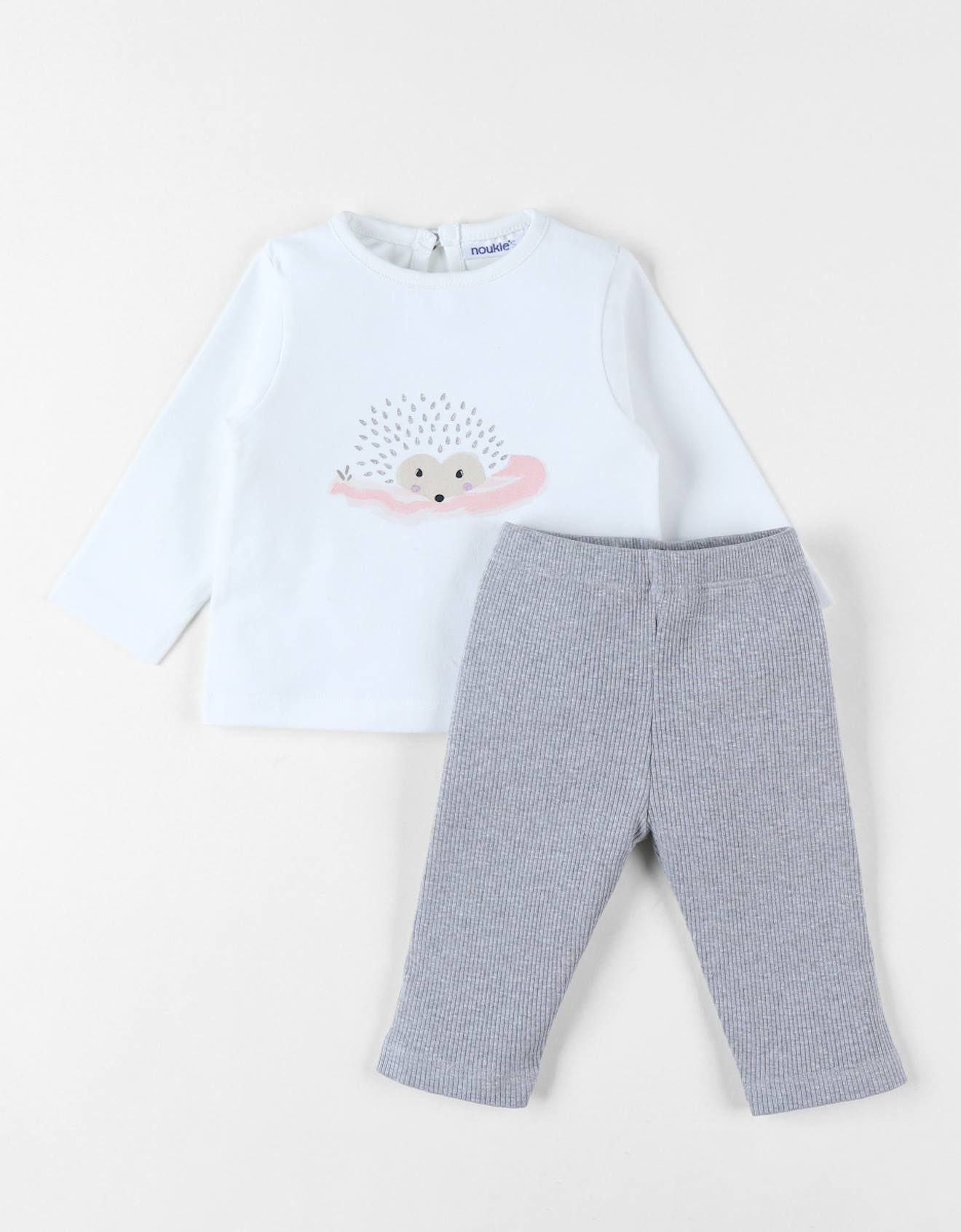Lot T-shirt + Legging Jersey Côtelé Blanc