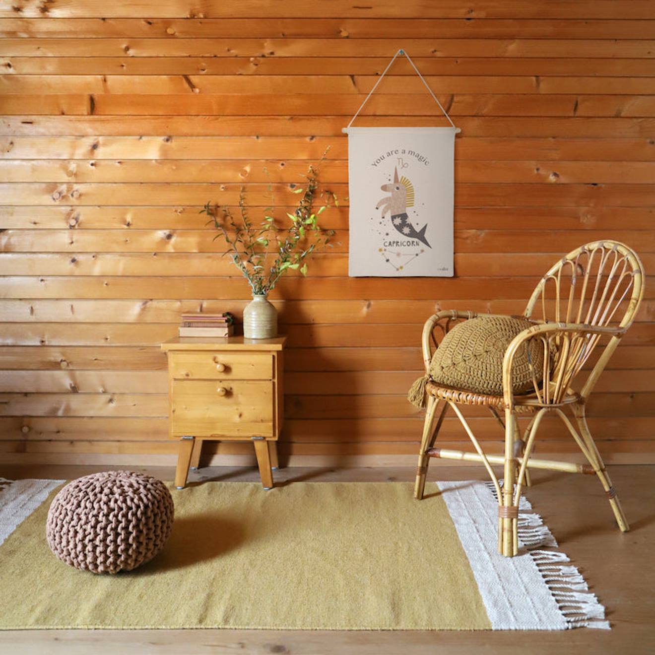 Nattiot - Tapis Chambre Coton Lucia Jaune