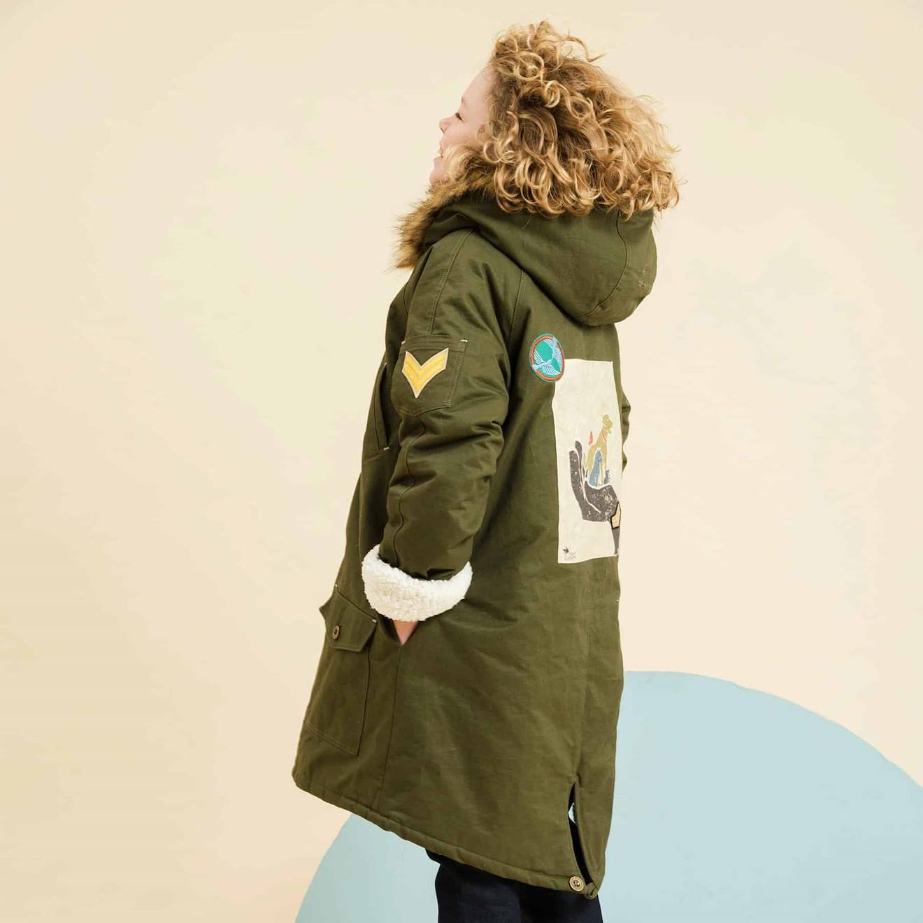 Parka Longue À Capuche & Rock & Peace Kaki