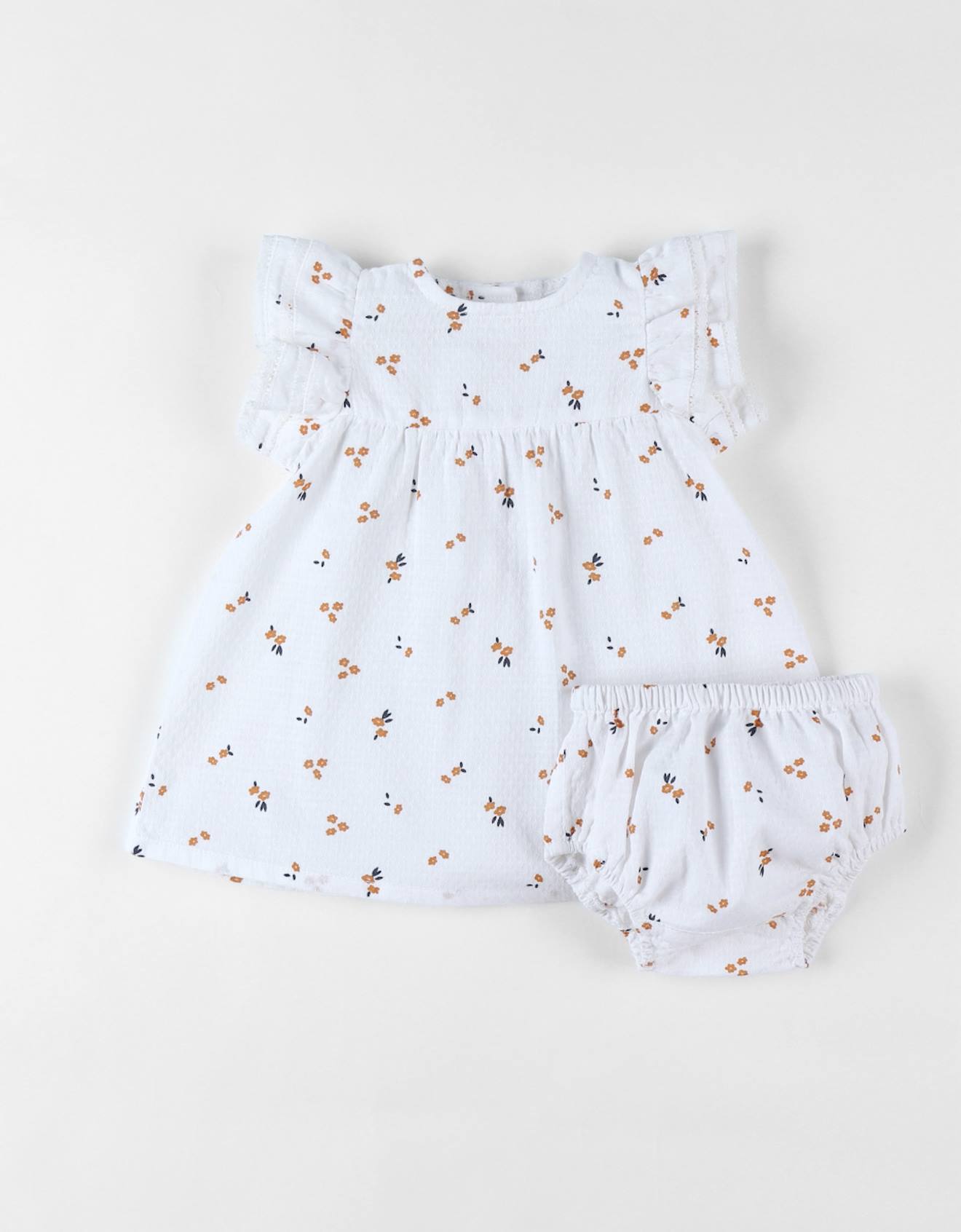 Lot Robe + Bloomer Imprimé Fleuri Blanc