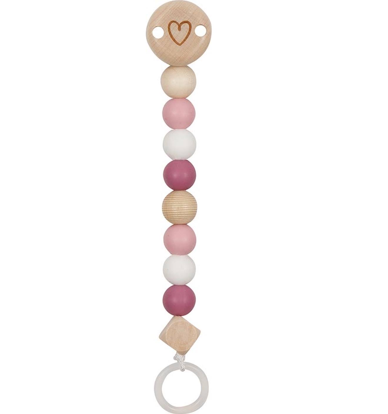 Accroche-tétine Cœur Rose Rose