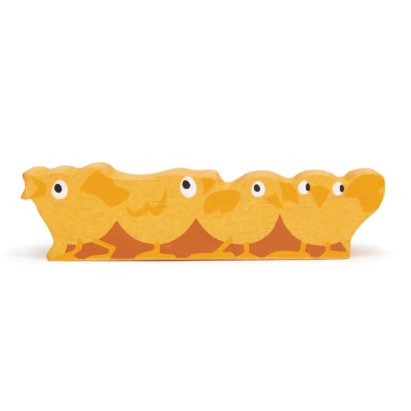 Figurine Poussins En Bois Jaune