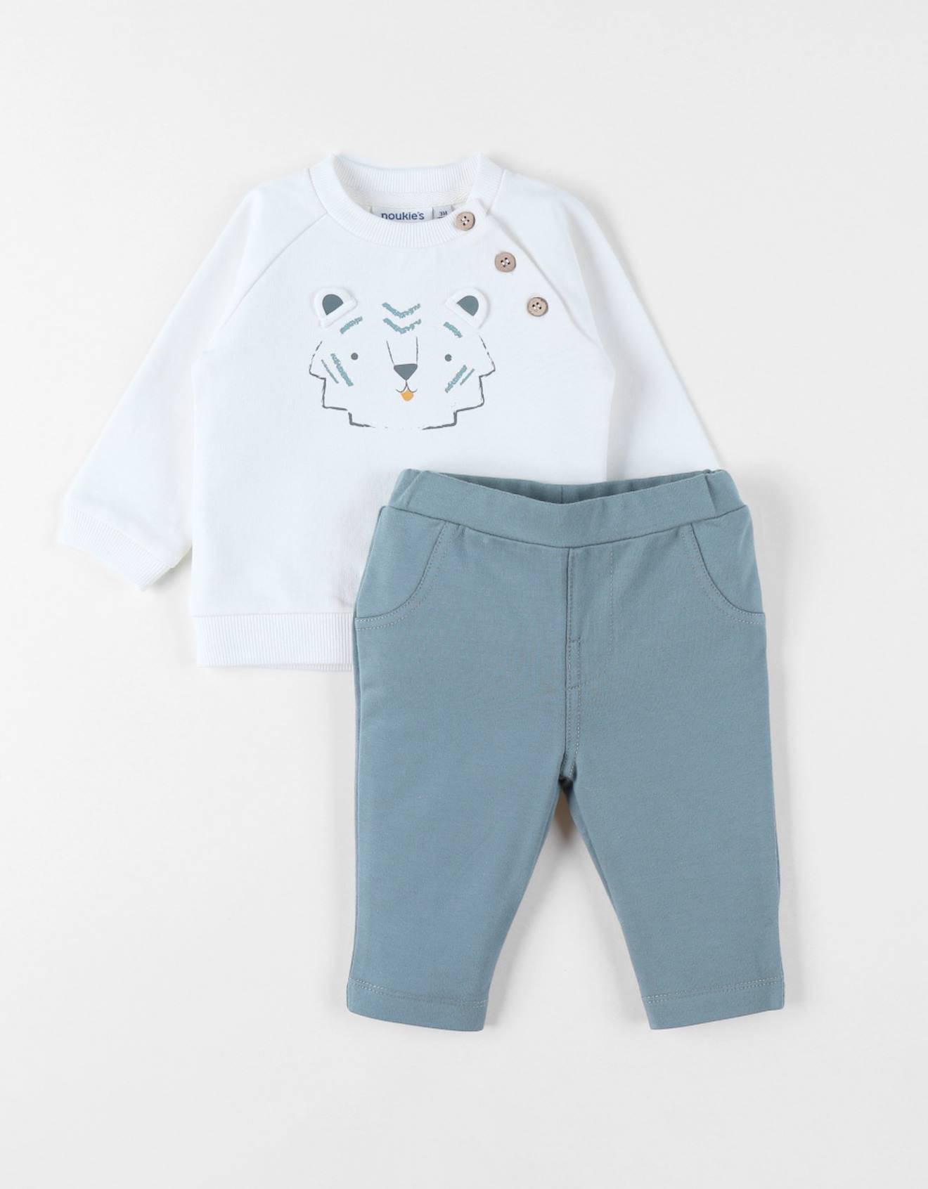 Noukies - Set Sweat Et Pantalon Coton Blanc