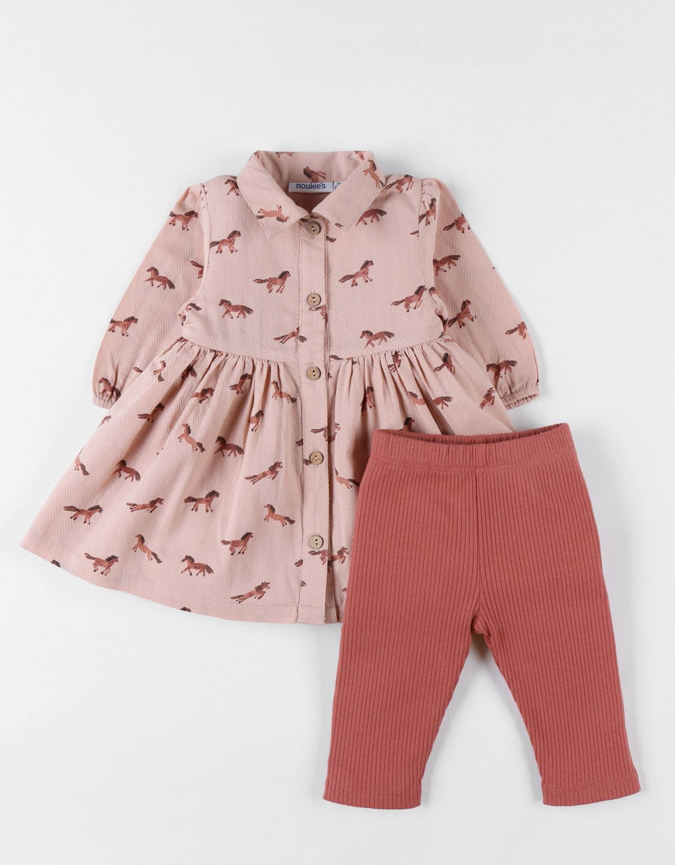 Lot T-shirt + Legging Jersey Côtelé Rose