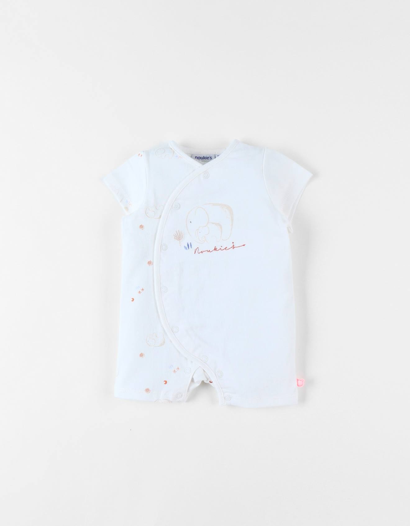 Combishort Naissance Éléphant En Jersey Blanc