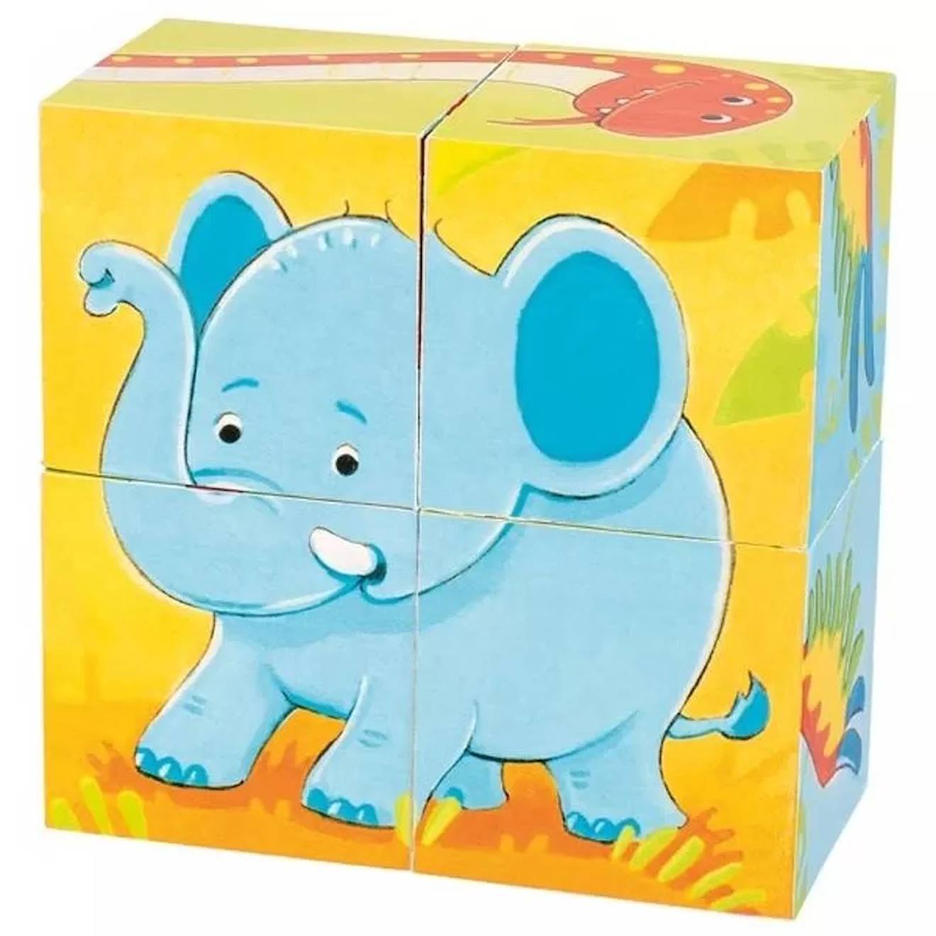 Puzzle De Cubes Animaux Sauvages Jaune