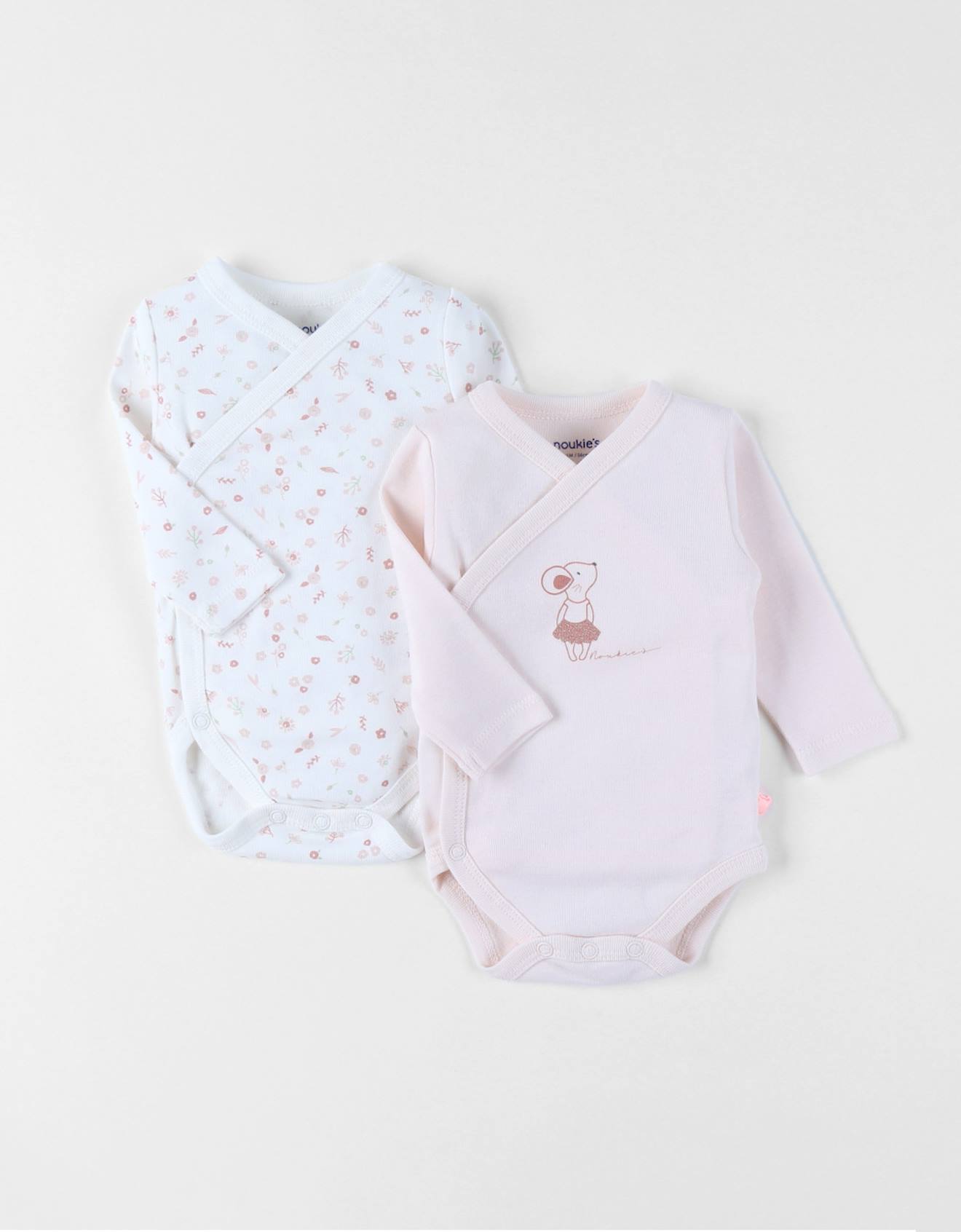 Lot De 2 Bodys Coton Rose