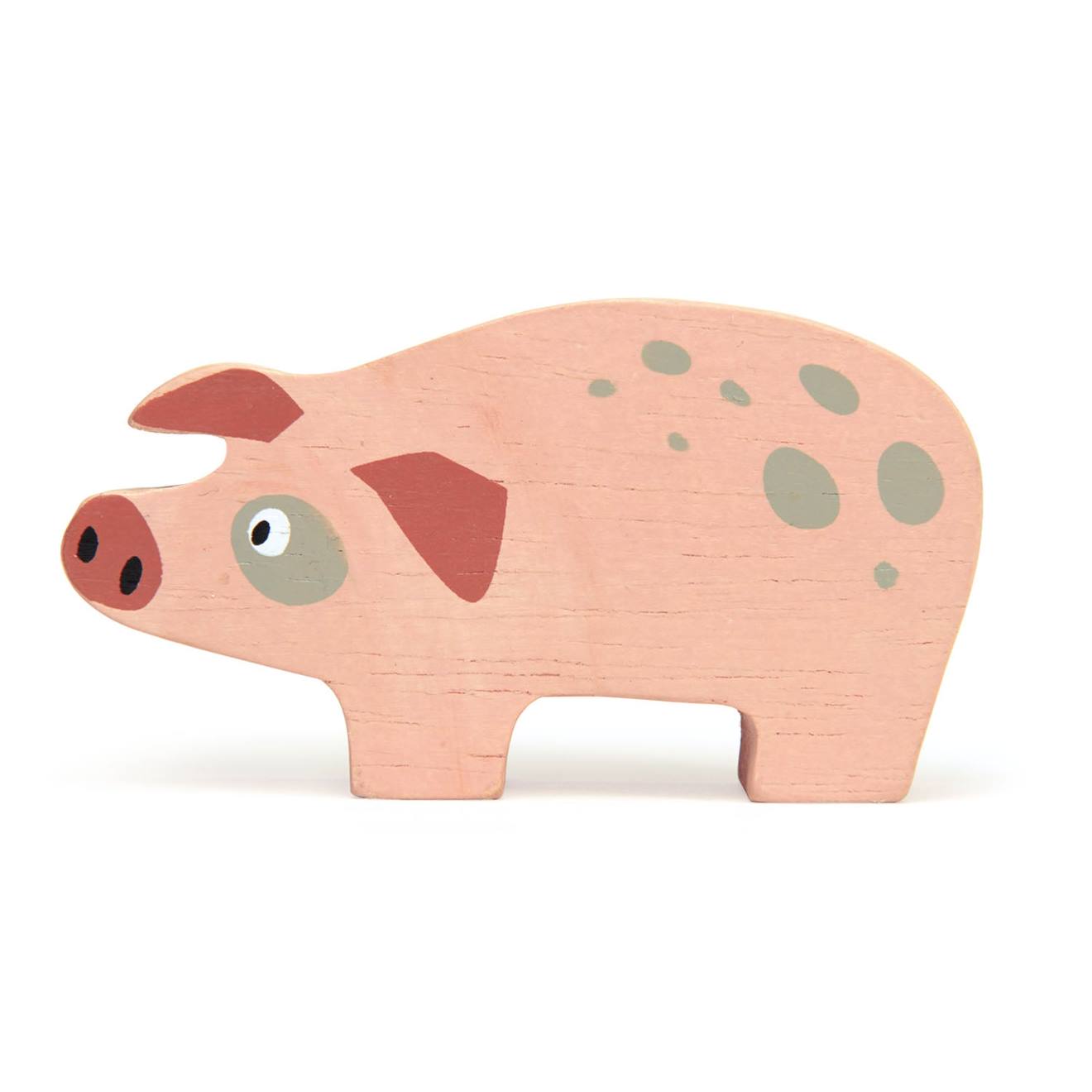 Figurine Cochon En Bois Rose