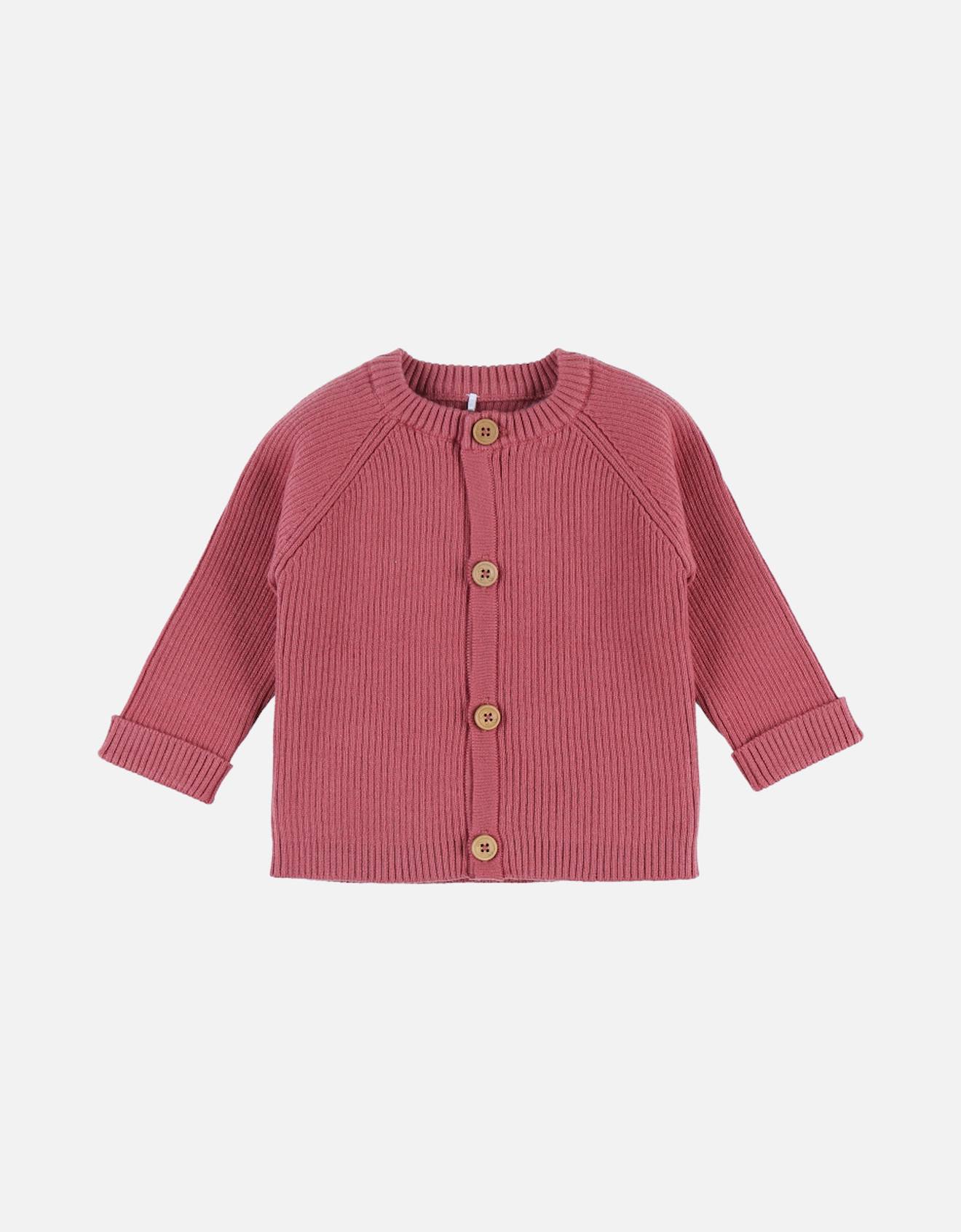 Cardigan En Tricot Bio Fin Vieux Rose
