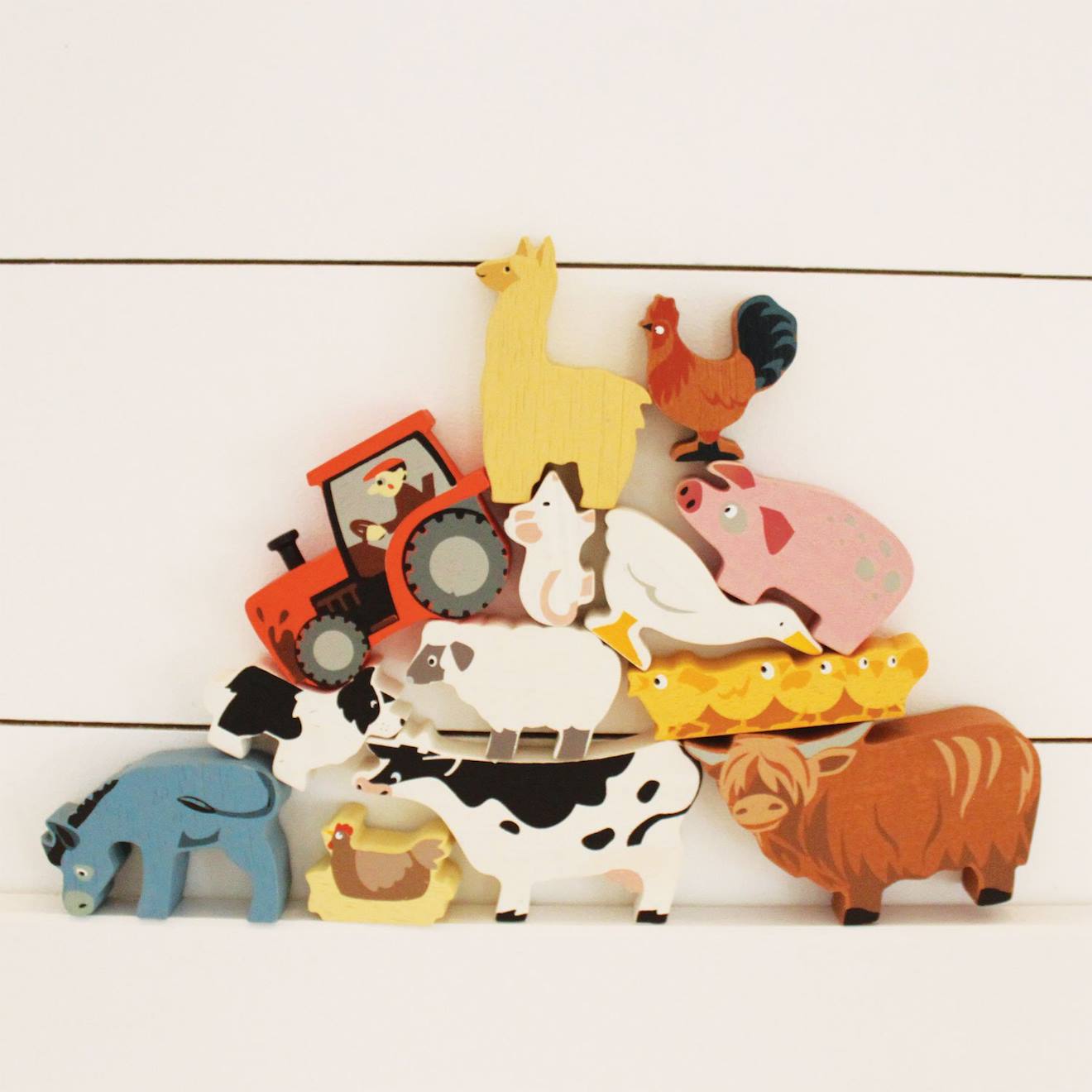 Set Animaux En Bois Ferme Beige (Tender Leaf) - Image 1