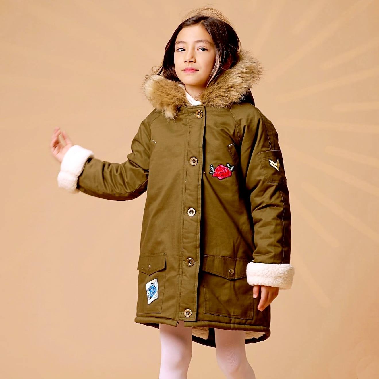 Parka Longue À Capuche 2-16 Ans Rock & Love Kaki