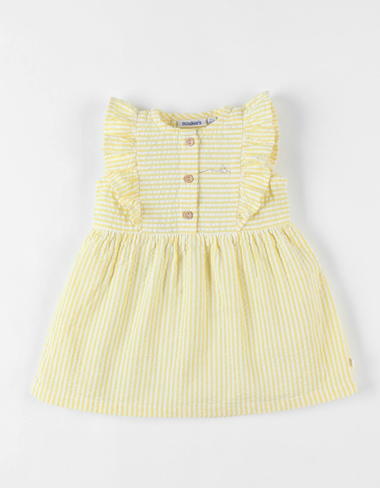 Robe En Crêpe De Coton Rayée Jaune