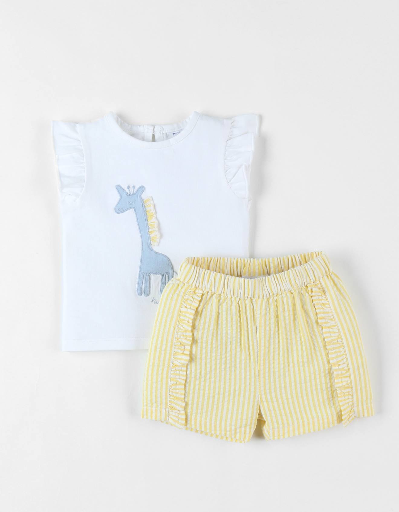 Ensemble T-shirt Girafe + Short Blanc