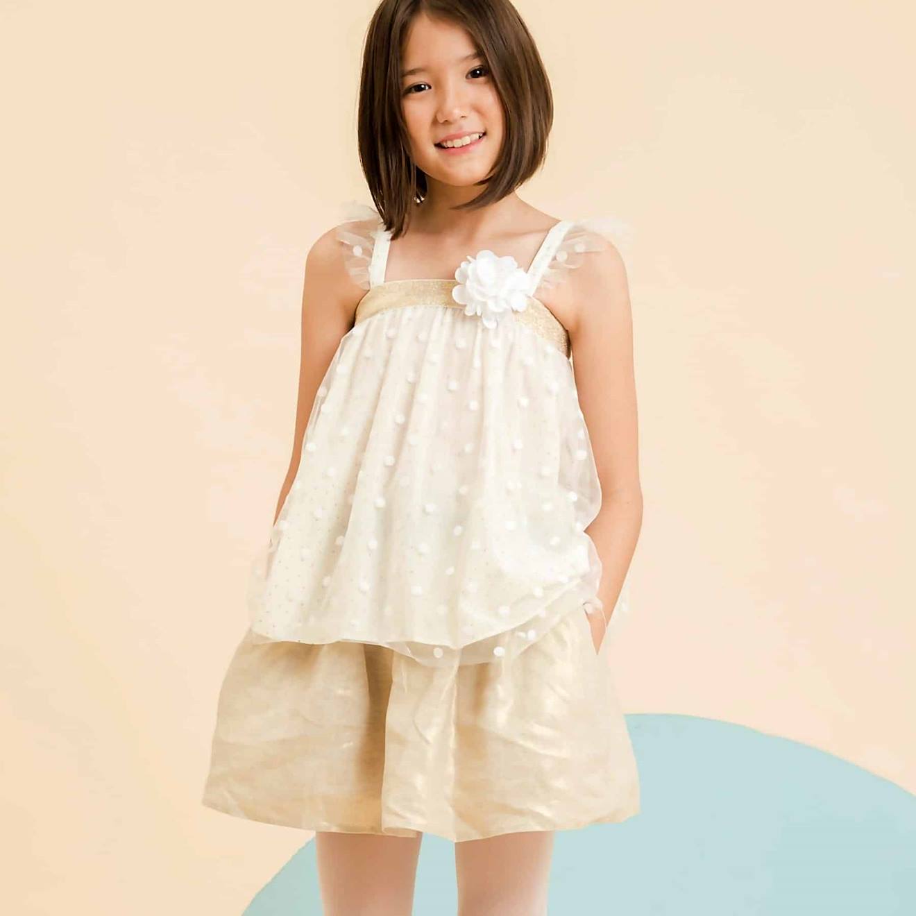 Jupe De Cérémonie Lin Irisé Angel Beige Doré
