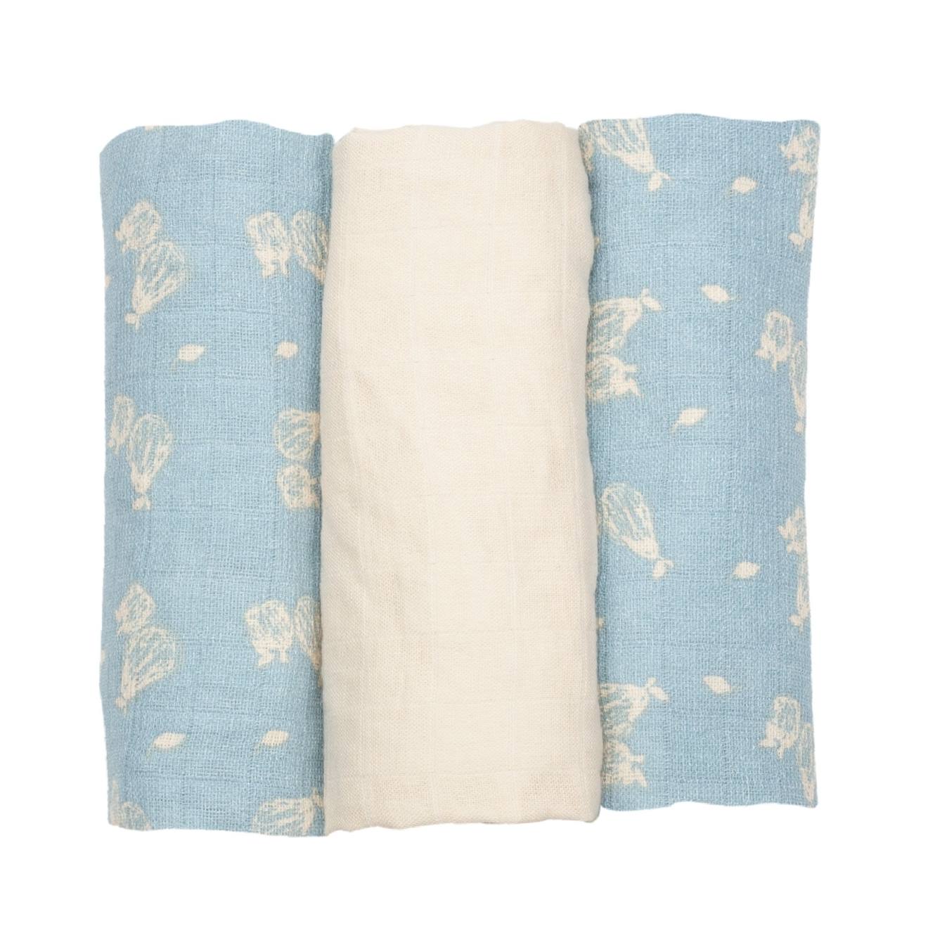 Lot De 3 Langes Tout Doux Bleu