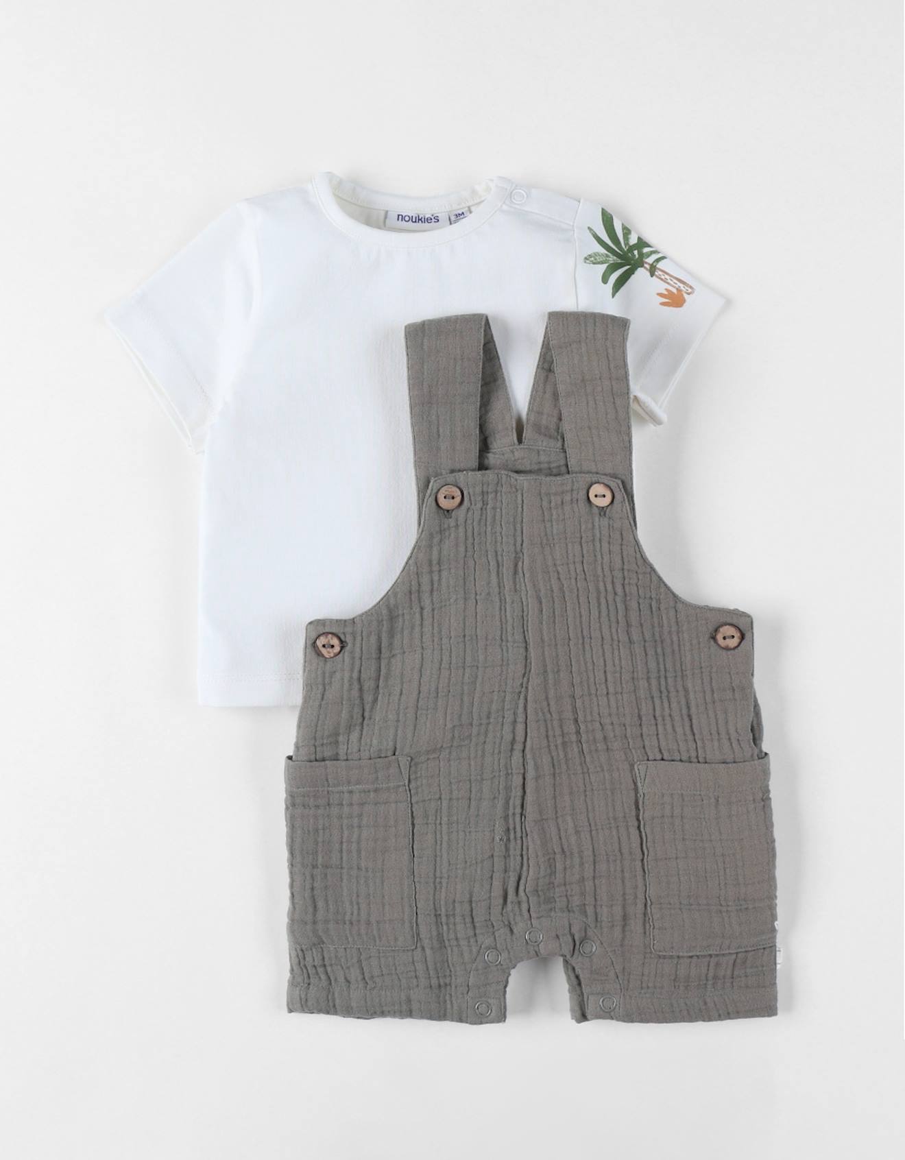 Ensemble Salopette Avec T-shirt Coton Vert