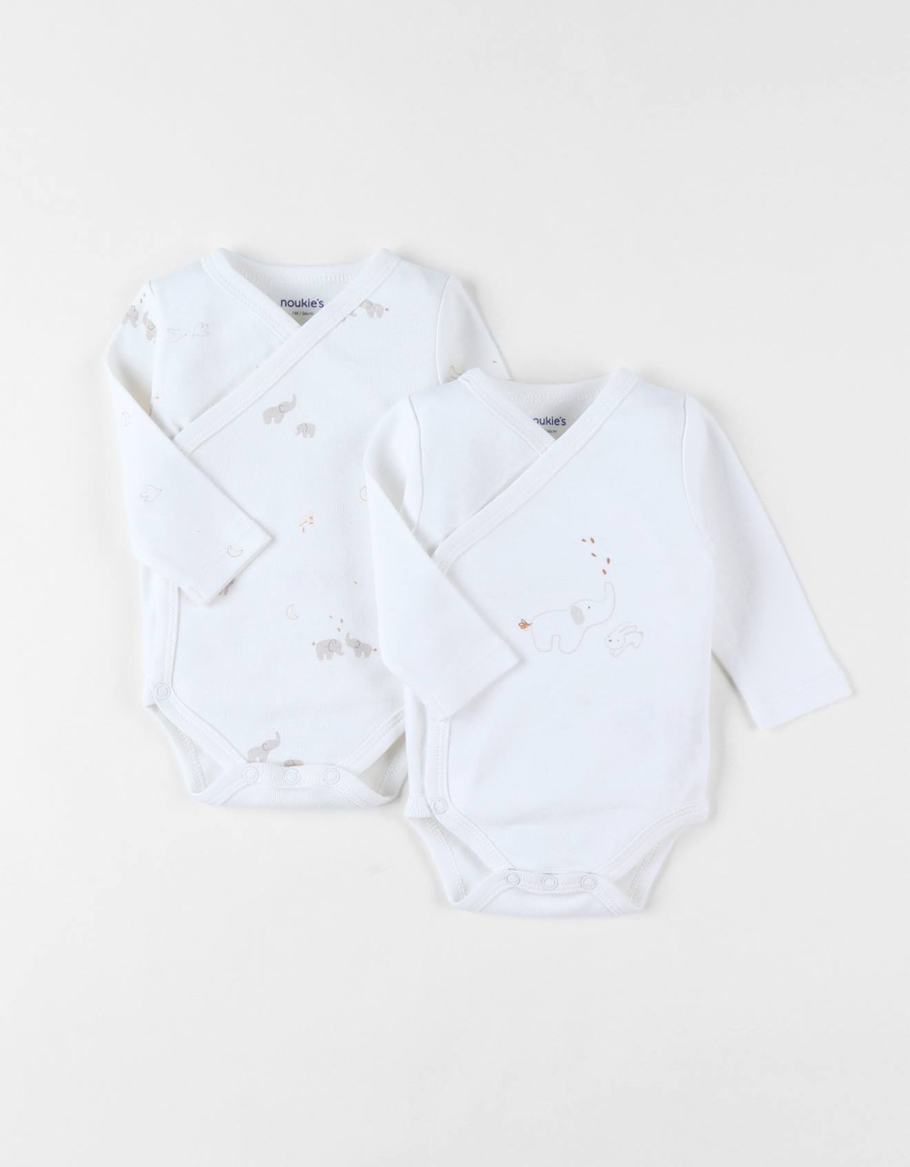 Noukies - Set 2 Bodys Croisés Jersey Bio Ecru
