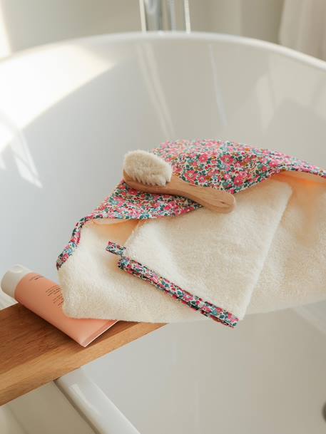 Envie De Fraise - Coffret cadeau : cape de bain réversible tissu Liberty et gant blanc