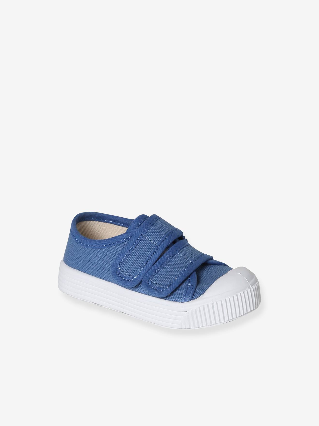 Baskets scratchées en toile bébé - Fabriquées en France indigo