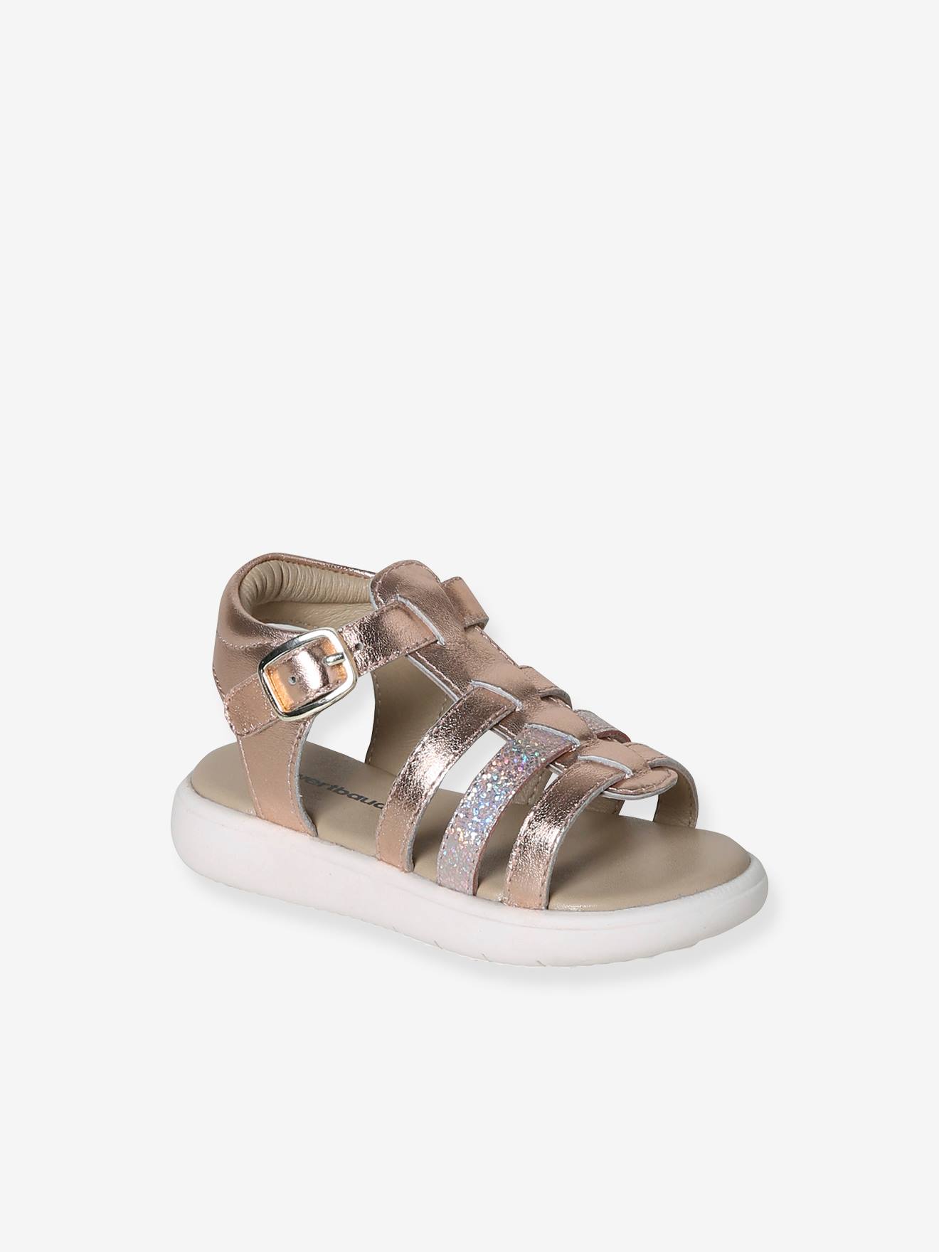 Sandales multi-brides en cuir bébé lot rose