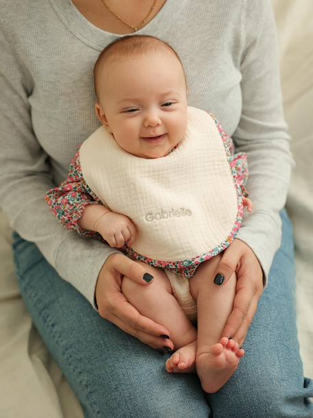 Envie De Fraise - Bavoir en tissu Liberty bébé en gaze de coton et personnalisable rose pâle