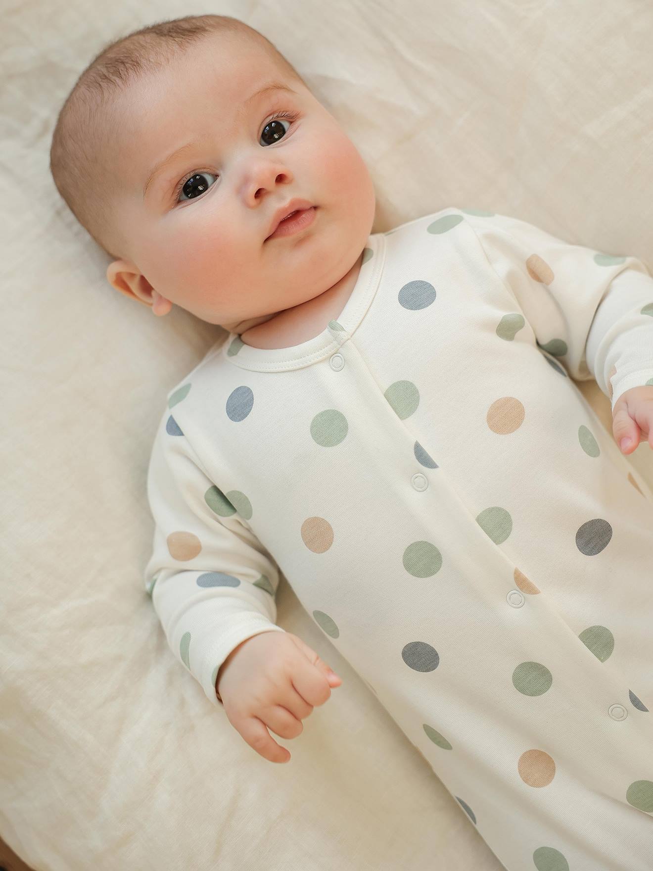 Pyjama bébé à pois écru
