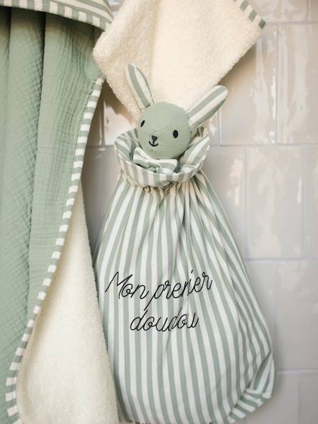 Envie De Fraise - Doudou personnalisable en gaze de coton bio vert sauge