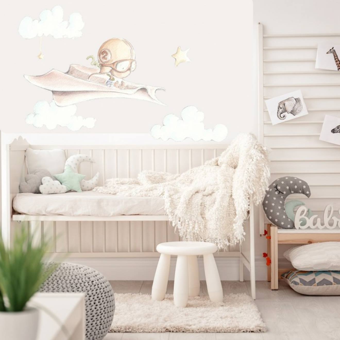 Sticker Mural Enfant Petit Avion Avion De Papel Multicolore