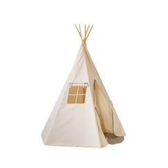 -Tente tipi pompoms avec tapis en coton