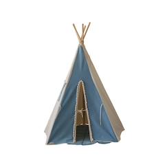 Jouet-Tente tipi jean avec pompoms en coton