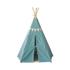 Jouet-Jeux d'imitation-Tente tipi avec guirlande menthe en coton