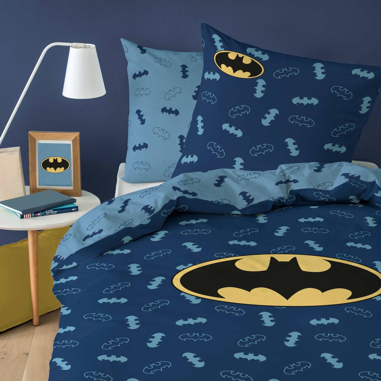 Parure De Lit Imprimée 100% Coton, Batman Iconic Bleu Nuit