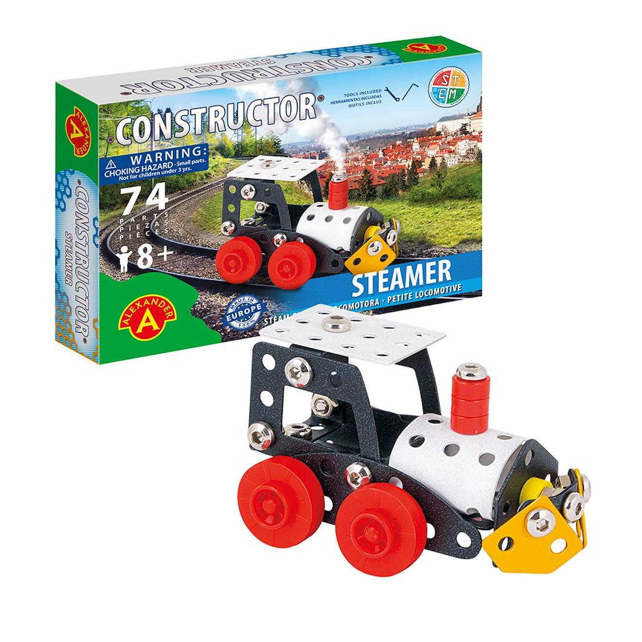 Constructor Steamer - Locomotive Blanc