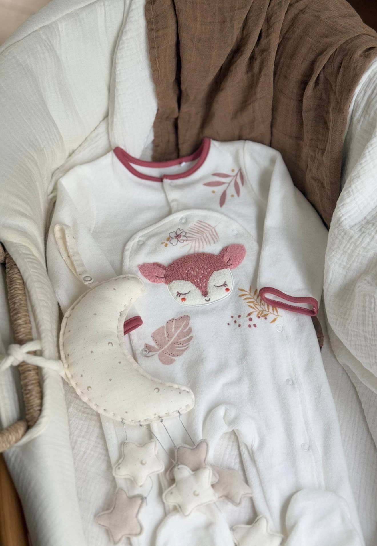 Pyjama Bébé En Velours Ouverture Pont Oona Ecru