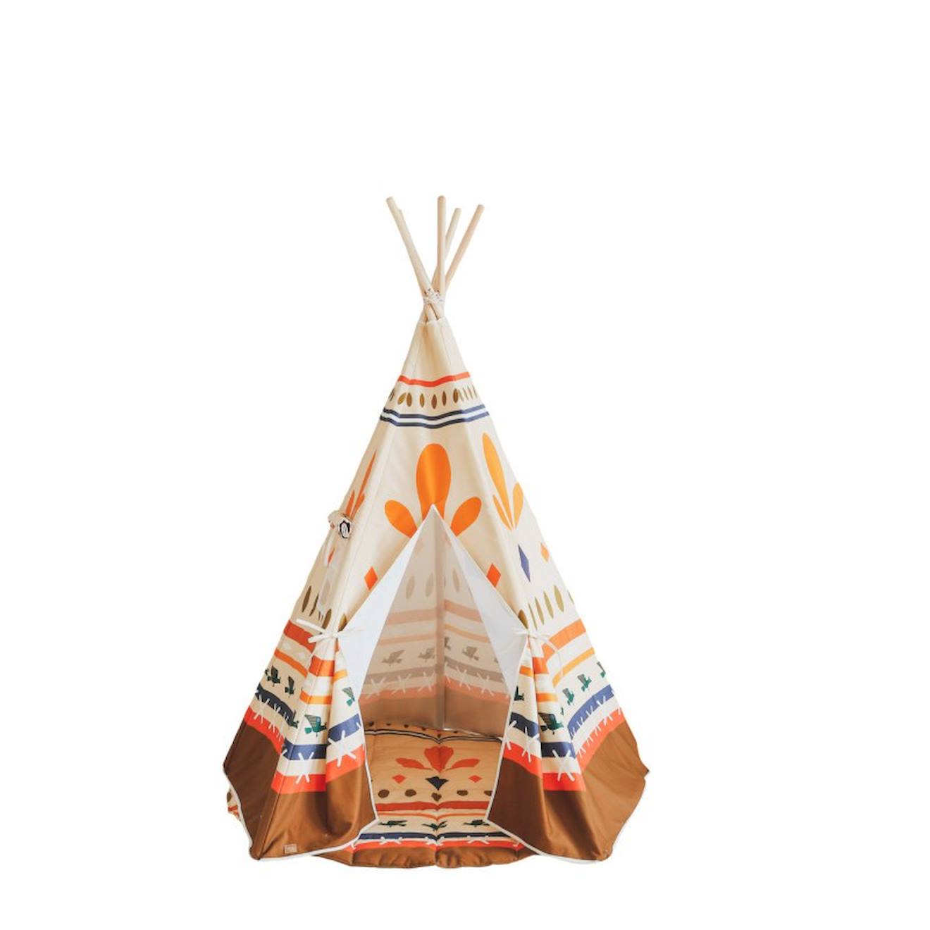 Tente tipi avec tapis native vibe en coton beige