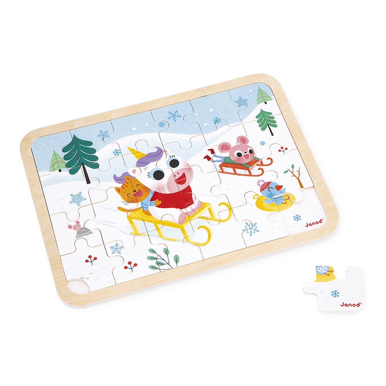 Puzzle En Bois A La Montagne 24 Pièces Blanc