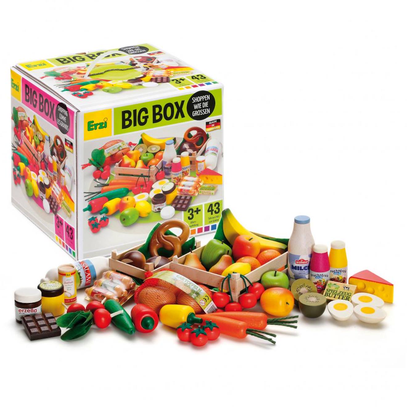 Grand Set D'épicerie En Bois 43 Pcs Jaune
