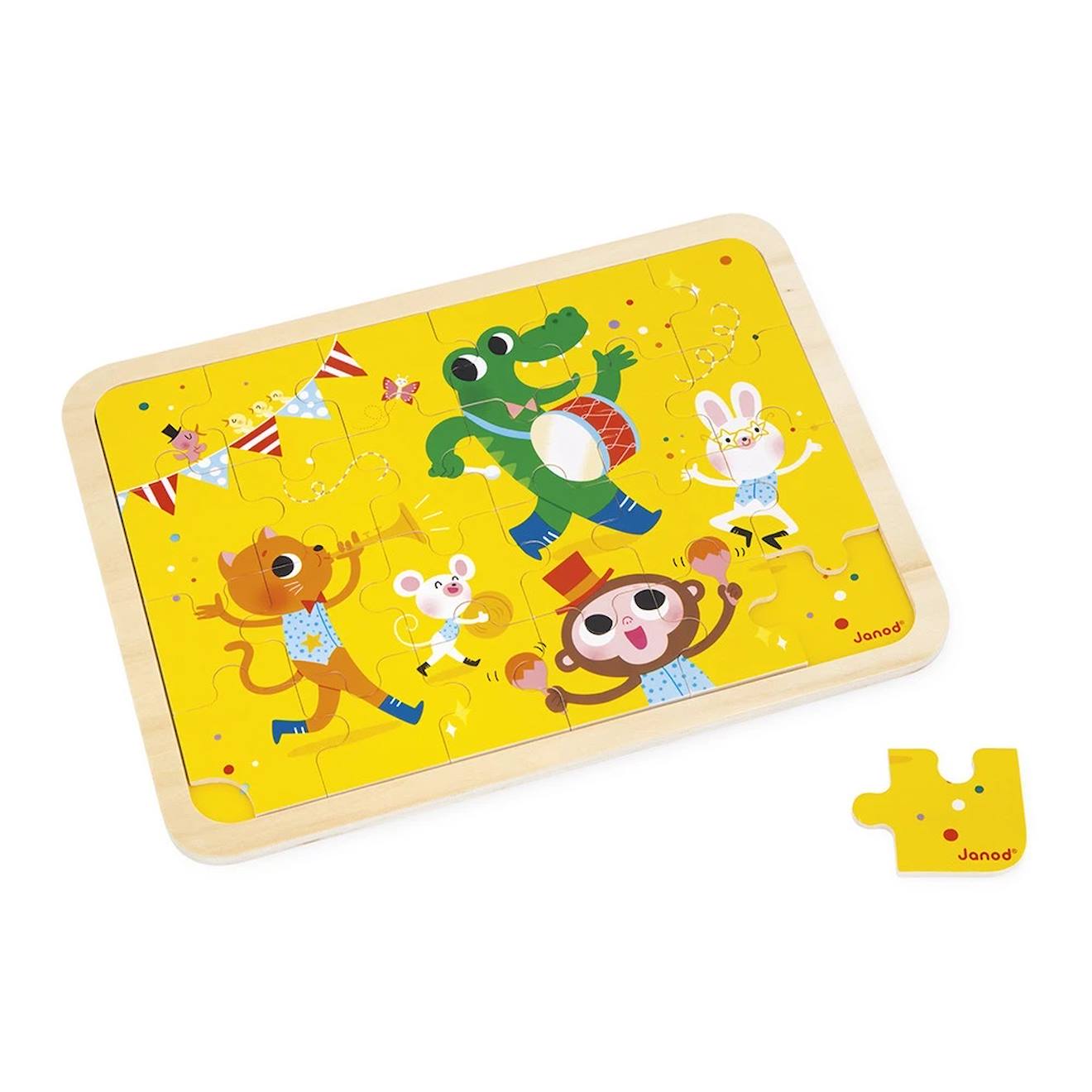 Puzzle En Bois A La Montagne 24 Pièces Jaune