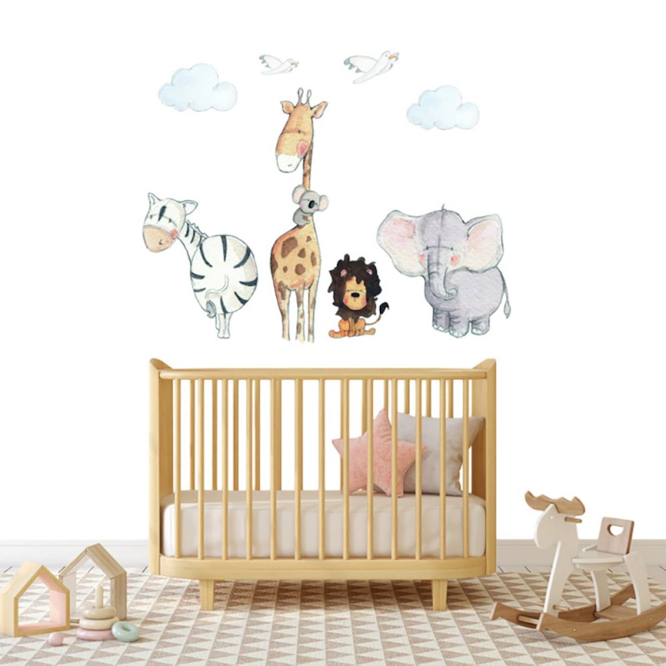 Sticker Mural Enfant Petits Animaux Madagascar Multicolore
