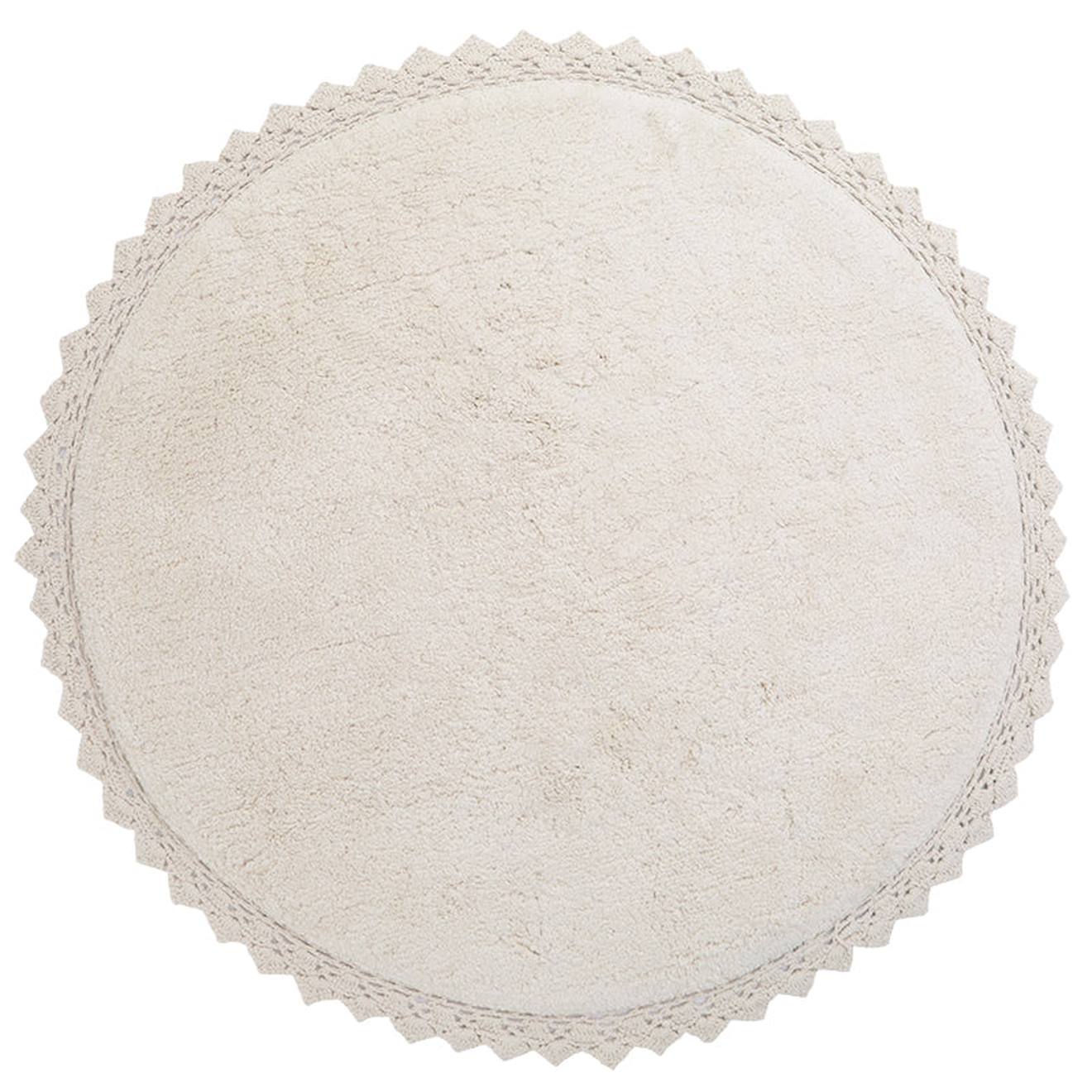 Tapis Rond Coton Lavable Finition Crochet Perla Ecru (Nattiot) - Image 1