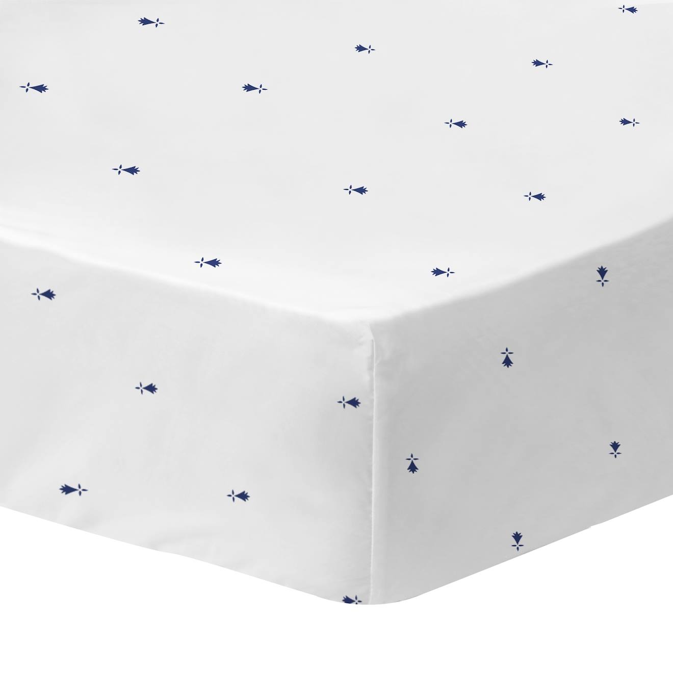 Drap-housse Imprimé 100% Coton, Bretagne Breizh Blanc