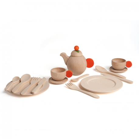 Erzi - Set De Vaisselle Naturel 16 Pcs Beige