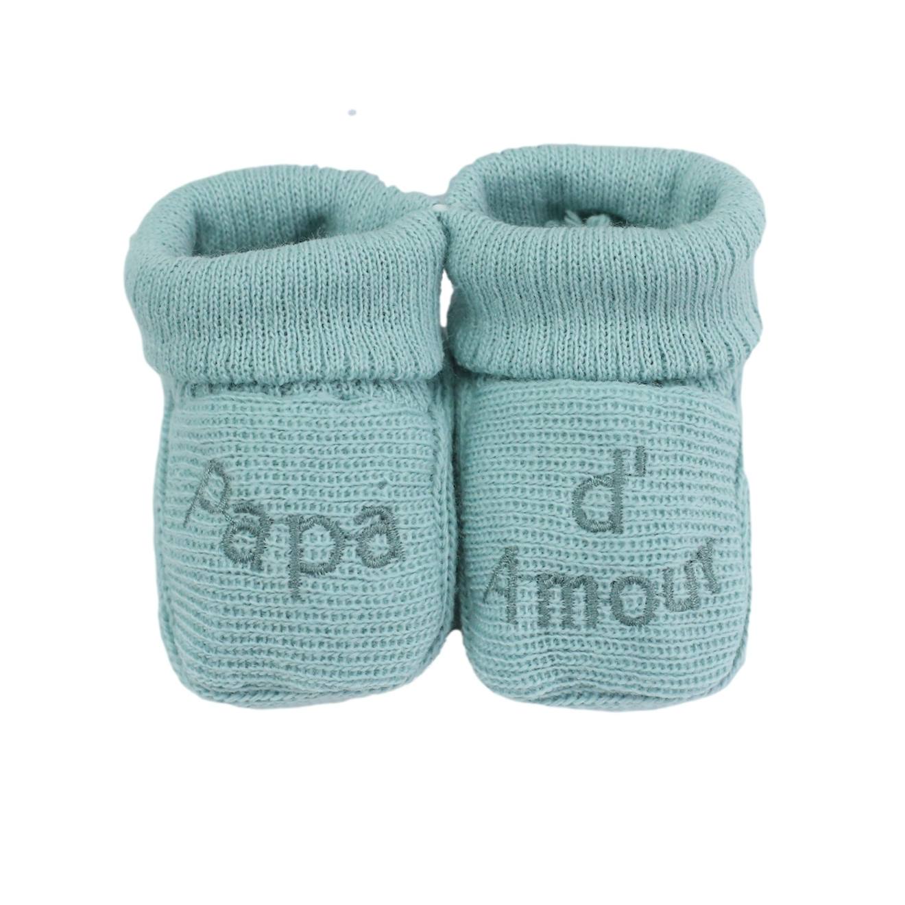 Chaussons Naissance - Message Papa D'amour Vert