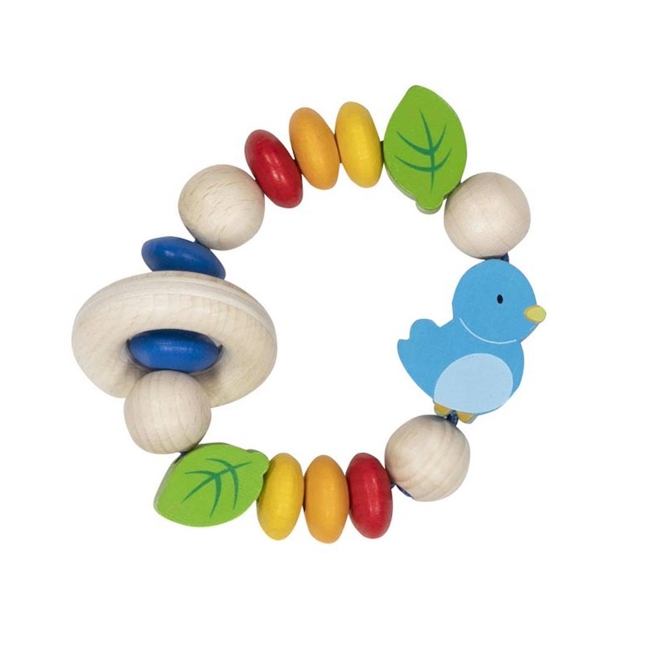 Hochet En Bois Oiseau Beige