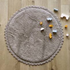 -Tapis rond coton lavable finition crochet perla
