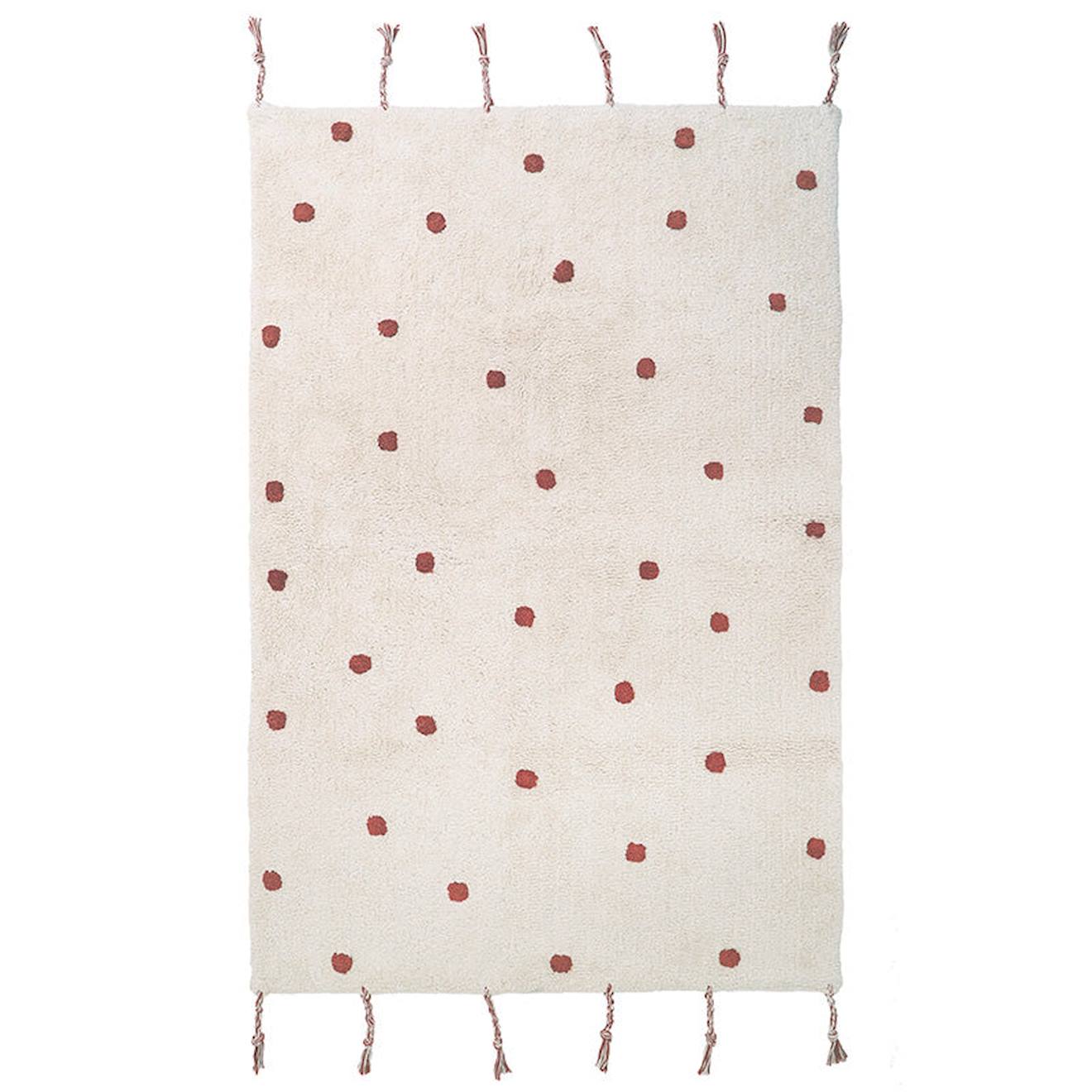Tapis Chambre Enfant Coton Lavable À Pois Nümi Ambre